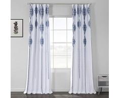 HPD BOCH-DLN198-84 Karachi Vorhang, Bedruckt, Leinen, strukturiert, 50 x 84 cm, Marineblau