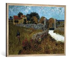Gerahmtes Bild von Vincent Van Gogh Un Mas de Provence, Kunstdruck im hochwertigen handgefertigten Bilder-Rahmen, 100x70 cm, Silber Raya