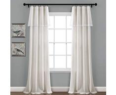 Lush Decor Vorhang, Spitze, 213 x 96,5 cm, Dunkles Leinen, 1 Paar Panel Pair, 84 x 38 Light Linen
