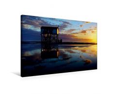 Premium Textil-Leinwand 75 x 50 cm Quer-Format Pfahlbau im Watt von St. Peter-Ording | Wandbild, HD-Bild auf Keilrahmen, Fertigbild auf hochwertigem Vlies, Leinwanddruck von Peter Schürholz