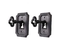 Benjara Wandhaken mit Schlüssel, Vintage-Stil, Metall, Schwarz, 2 Stück