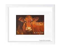Kuh Kunstdruck, Abstraktes Ölgemälde, Tierportraits, Bild Poster, Landhaus-Wandkunst von Thomas Xie 5x7