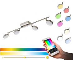 EGLO connect LED Deckenspot Corropoli-C, Smart Home Spot 3 flammig, Deckenlampe aus Stahl und Kunststoff, Farbe: nickel matt, weiß, dimmbar, Weißtöne und Farben einstellbar