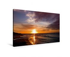 Calvendo Premium Textil-Leinwand 90 cm x 60 cm quer, Sonnenuntergang am Oststrand Prerow | Wandbild, Bild auf Keilrahmen, Fertigbild auf echter Leinwand, Leinwanddruck Menschen Menschen