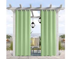 Pro Space wasser- und windabweisender Outdoor-Vorhang, thermoisolierte Ösen oben und unten, Sichtschutz für Terrasse, Veranda, Pavillon, Cabana, 127 cm B x 305 cm L, Salbeigrün