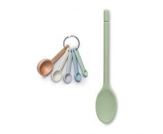 Zeal JSET13G Kochlöffel und Messlöffel aus Silikon, antihaftbeschichtet, Salbeigrün