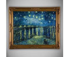 Unbekannt Masterpieces Van Gogh, Starry Night Over Rone Premium handverzierte Leinwand mit doppeltem Rahmen, Ölgemälde