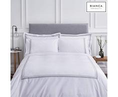 Bianca Bettwäsche-Set, Baumwolle, Weiß/Grau, Baumwolle, weiß/grau, Doppelbett
