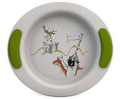 Ornamin Kinderteller tief Ø 25 cm Drache grün (Modell 302) / Anti-Rutsch-Teller, Baby-Geschirr, Ess-Lern-Teller, Kunststoffteller