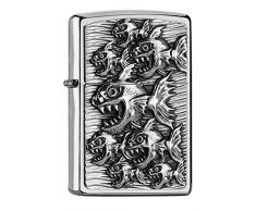 Zippo Piranhas Comic Feuerzeug, Messing, Individual Design, Original Pocketsize