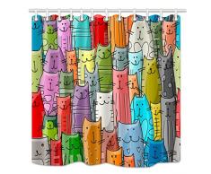 HNMQ Duschvorhang Set, schimmelresistent Stoff Badezimmer Dekorationen, Bad Vorhänge Haken Enthalten, 175,3 x 177,8 cm Multi04