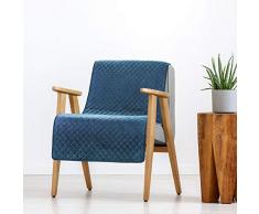 Eurofirany Bettüberwurf Velvet Samt Tagesdecke Fischschuppenmuster Gesteppte Decke Überwurf Steppdecke Elegant Edel Glamour Schlafzimmer Wohnzimmer Gästezimmer Lounge, Marineblau, 70X160 cm