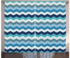 Aqua Vorhänge von ambesonne, Retro Vintage Chevron Geometrical Zig Zag Streifen, Wohnzimmer Schlafzimmer Fenster Drapes 2 Panel Set, türkis hellblau navy blau und Seafoam, Textil, Multi 1, 108 W By 108 L