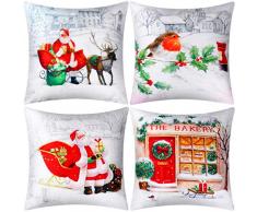 Jetec 4 Stück Kissenbezug Eerfen Kissenbezug Baumwolle Leinen Kissen Dekorationen für Halloween Thanksgiving Weihnachten Herbst, 18 von 18 Zoll (Farbsatz 14)