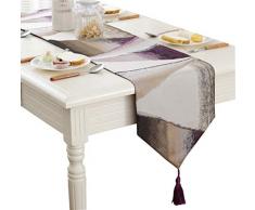 ZebraSmile Jacquard Ölgemälde Tischläufer mit Quasten gestreift Polyester Tischläufer für Esstisch deccoration, Polyester, violett, 13X72 In