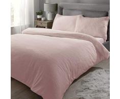 Rapport Fleece-Duvet Double Teddybär luxuriös, superweich, warm, Bettbezug-Set, rosa - Soft pink, Doppelbett