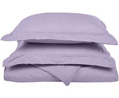 Superior - Superweiches, leichtgewichtiges/knitterfestes Bettbezugsset mit gestickten Wolken auf Kopfkissenbezügen mit Stehsaum in einer Geschenkbox, 269 x 234 cm, 100 % gebürstete Mikrofaser, rosa