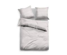 TOM TAILOR 0069935 Satin Bettwäsche Garnitur mit Kopfkissenbezug (Baumwolle) 1x 200x200 cm + 2X 80x80 cm, Taupe