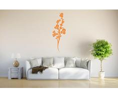 INDIGOS Wandtattoo/Wandsticker-d198 schöner Blumenstrauß Ranke Blüten Pflanze Tribal 160x53 cm- orange, Vinyl, 160 x 53 x 1 cm