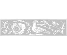 INDIGOS 4051095029816 Wandtattoo w269 Blumen Vogel 96 x 24 cm, silber