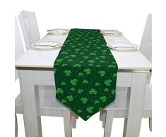 ASVIP Tischläufer St. Patricks Day Kleeblatt, doppelseitig, Polyester, lang, 33 x 178 cm, mehrfarbig, Tischdecke für Büro, Küche, Esszimmer, Hochzeit, Party, Heimdekoration Saisonal 13x70 inch mehrfarbig