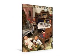 Premium Textil-Leinwand 50 x 75 cm Hoch-Format Kinderspiel im Esszimmer | Wandbild, HD-Bild auf Keilrahmen, Fertigbild auf hochwertigem Vlies, Leinwanddruck von WEIBKIWI