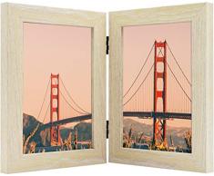 Frametory Bilderrahmen, 10,2 x 15,2 cm, aufklappbar, mit Glasfront, für 2 Bilder à 10,2 x 15,2 cm, vertikal auf dem Schreibtisch oder auf dem Tisch 5x7 Double Natur