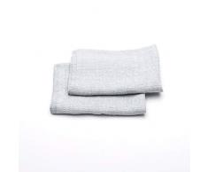 Linenme 0364601 Hand-/Gästetücher, Wellendesign, 48,3 x 66 cm, Badewanne, europäisches Leinen, maschinenwaschbar, sehr saugfähig, Blau, 2 Stück