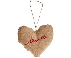 Mopec A730 Herzkissen zum Aufhängen von Sackleinen, Bestickt, Stoff, Mehrfarbig, 14,5 x 14 cm