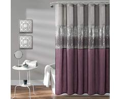 Lush Decor Night Sky Duschvorhang, Pailletten-Stoff, Schimmernde Farbblock-Design, für Badezimmer, 182,9 cm, Grau und Violett