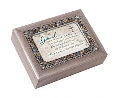 God Grant Serenity Courage Wisdom Spieluhr, gebürstetes Zinn, mit Schmucksteinen, Grau