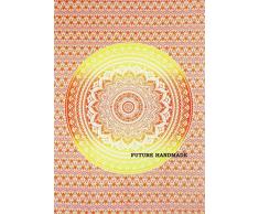 Zukunft handgefertigt Twin Ombre Tapisserie Wand Lemon Gelb Rot Tapisserie Wandbehang indischen Psychedelic Hippie Mandala Beach Überwurf Boho Wandteppiche Bohemian Tagesdecke Größe 205,7 x 139,7 cm