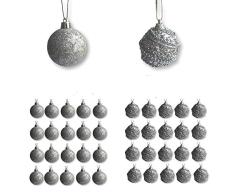 Weihnachten Silber Ball Ornaments – Silber, Sortiert Finish Xmas Ornaments – 5,1 cm Durchmesser (5 cm) – Bruchsichere Ball Ornament – Silber Weihnachtsschmuck 40 Silber