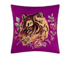 JWH Kissenbezug mit Quaste, Motiv Tiger, Blumendruck, dekorativer Kissenbezug für Zuhause, Bett, Wohnzimmer, Geschenk, 45,7 x 45,7 cm Art Deco 18 x 18 Inch violett