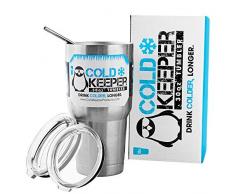 ColdKeeper Doppelisolierte persönliche Getränkekühler - passend für alle handelsüblichen 340 ml Dosen und Flaschen (340 ml kompatibel, Edelstahl) 30oz Tumbler Gift Set Edelstahl