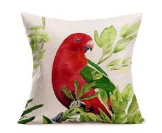 Smilyard Vintage Animal Überwurf-Kissenbezug, rote Vögel mit Uhr, dekorative Kissenbezüge, Baumwollleinen, Love-Dekokissenbezug für Zuhause, Sofa, Couch Bett, 45,7 x 45,7 cm 18 X 18 Bird-3