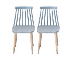 Creative Co-op Grey Plastic Chair with Wood Grain Design on Metal Legs Stuhl, Plastik, grau