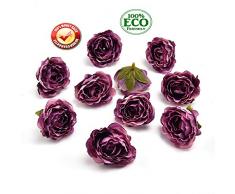 fake flowers heads Kunstblumen Köpfe Pfingstrose Blumen Kopf Seidenblumen Hochzeit Dekoration DIY Girlande Handwerk Blume 25 Stück violett