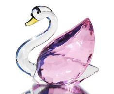 Walzer & F-Kristall Schwan Figur Briefbeschwerer, Glas Schwan Collectible Statue Tisch Mittelpunkt. Ornament Rose