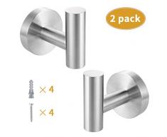 Handtuchhaken, Kleiderhaken für Badezimmer, 304 Edelstahl Wandhaken Halter für Küche, Garage, Hotel, Schranktür, Wandmontage, gebürstetes Finish, 2 Stück