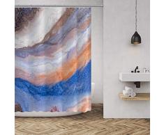 MuaToo Duschvorhang Bad Abstraktes Design Stoffdeko, Badezimmer-Dekoration, Set mit Haken Casual 72 W x 72 L Abstract Blue Orange Brown