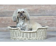 e-wicker24 502-80/WO Hundekorb aus Weide, Korb, beige, 80 x 60 x 26 cm