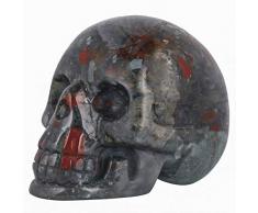 mookaitedecor 7,6 cm Kristall Skull Skulptur geschnitzt Statue Healing Reiki Edelstein Collectible Figuren Africa Bloodstone