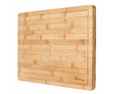 Bio-Bambus [HEIM CONCEPT] Schneidebrett und Serviertablett mit Abtropfrille, extra groß [45,7 x 30,5 cm – 2,5 cm dick], umweltfreundlich, dick, stark, Premium-Bambusgeschirr 18x12x3/4 bambus