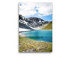 Premium Textil-Leinwand 50 x 75 cm Hoch-Format Bergsee, Piz Sesvenna, Südtirol | Wandbild, HD-Bild auf Keilrahmen, Fertigbild auf hochwertigem Vlies, Leinwanddruck von Fotografie Schwarzfischer Miriam