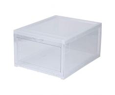 FlyingBean Drop-Front Schuhbox für Damen und Herren, transparenter Kunststoff, faltbar, stapelbar, Schuh-Organizer, Wand, Aufbewahrungsbox, platzsparend und reinigt für Schrankregal, Eingangsbereich, Flur, 2 Koffer im Paket Modern farblos