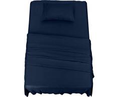 Utopia Bettwäsche-Set – 3-teiliges Bettwäsche-Set – weich gebürstete Mikrofaser-Gewebe – knitterfrei, schrumpft & verblasst Nicht – pflegeleicht (Doppelbett, Marineblau)