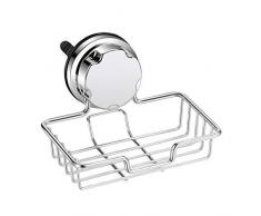 aigHOMnE E-7 Saugnapf Seifenschale Halter für Dusche Bad Zubehör Edelstahl 13,3 x 10,1 x 8,9 cm Chrom
