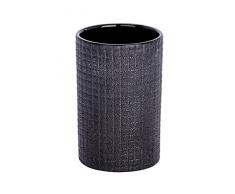 WENKO Zahnputzbecher Polaris Jet, hochwertiger Zahnbürstenhalter für Zahnbürste und Zahnpasta aus edler Keramik, Ø 7,5 x 11,2 cm, Anthrazit