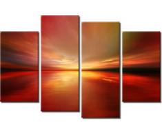 Bild Sensations gerahmt Riesiges Digital Art Abstrakt 4-teilig Ocean Horizon Blaze Giclée-Druck auf Leinwand